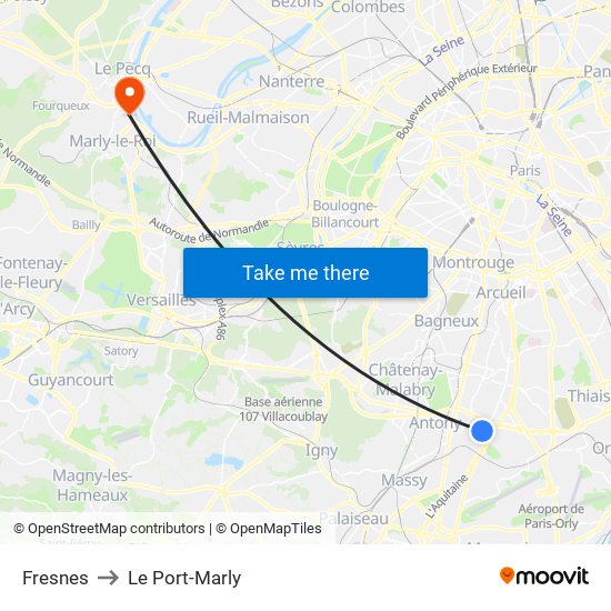 Fresnes to Le Port-Marly map