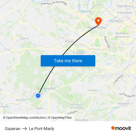 Gazeran to Le Port-Marly map