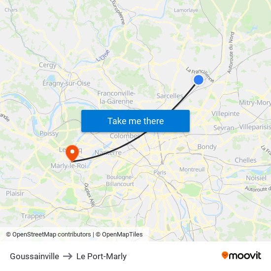 Goussainville to Le Port-Marly map