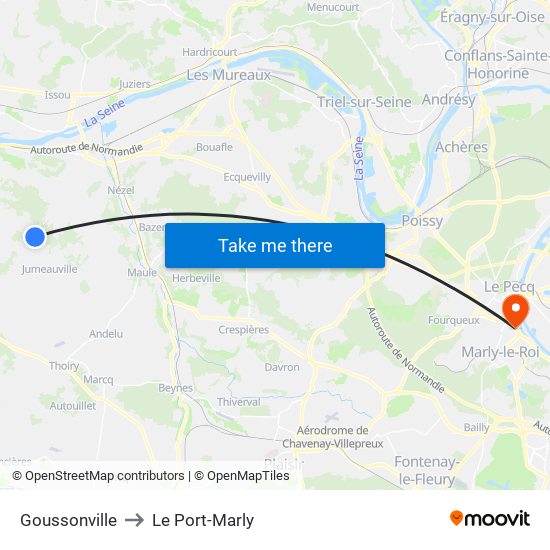 Goussonville to Le Port-Marly map
