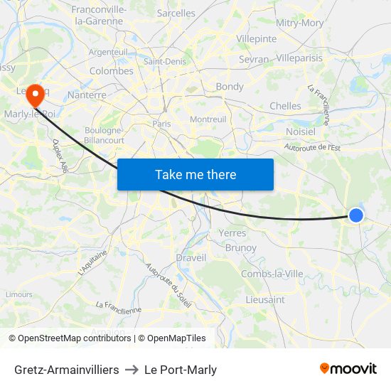 Gretz-Armainvilliers to Le Port-Marly map