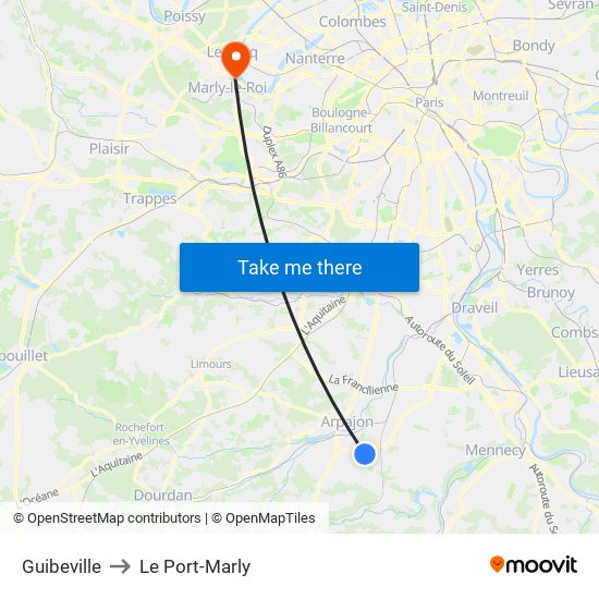 Guibeville to Le Port-Marly map