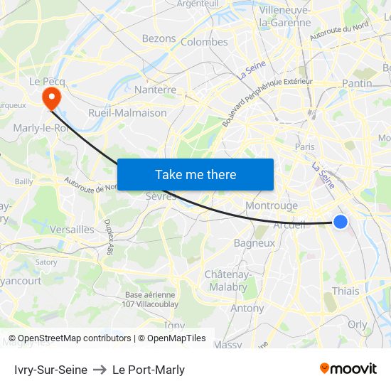 Ivry-Sur-Seine to Le Port-Marly map