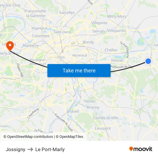 Jossigny to Le Port-Marly map