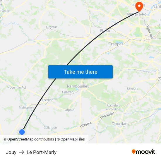 Jouy to Le Port-Marly map