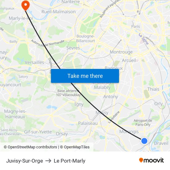 Juvisy-Sur-Orge to Le Port-Marly map