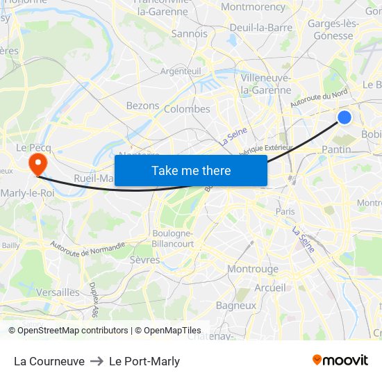 La Courneuve to Le Port-Marly map