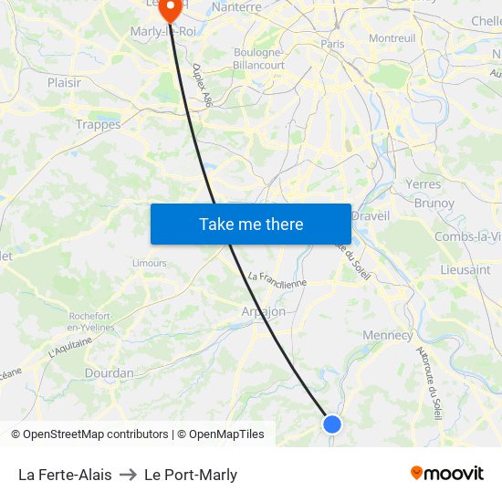 La Ferte-Alais to Le Port-Marly map