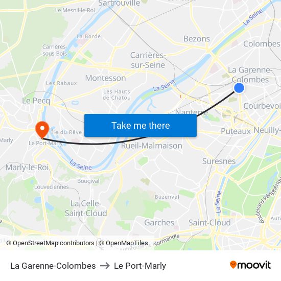 La Garenne-Colombes to Le Port-Marly map