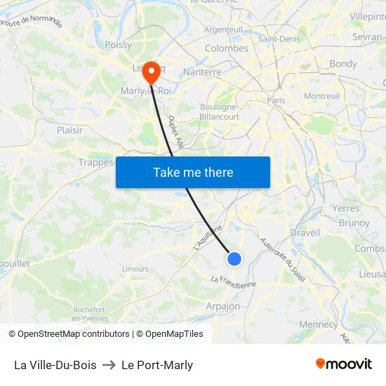 La Ville-Du-Bois to Le Port-Marly map
