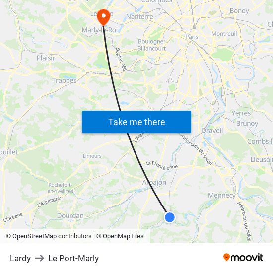 Lardy to Le Port-Marly map