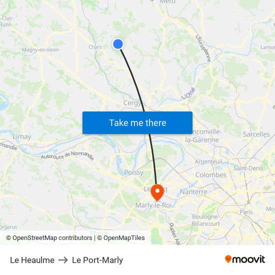 Le Heaulme to Le Port-Marly map