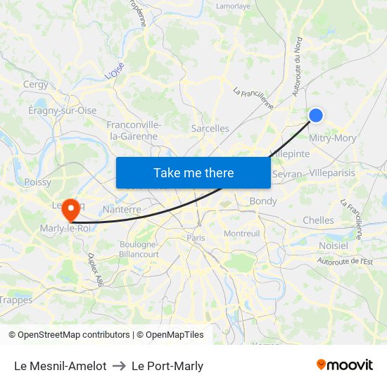 Le Mesnil-Amelot to Le Port-Marly map