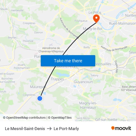 Le Mesnil-Saint-Denis to Le Port-Marly map