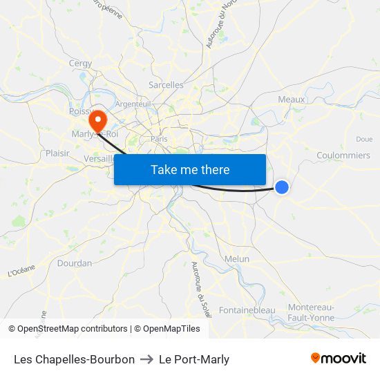 Les Chapelles-Bourbon to Le Port-Marly map