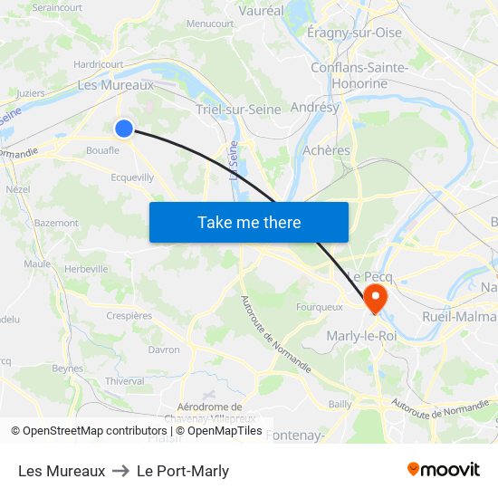 Les Mureaux to Le Port-Marly map