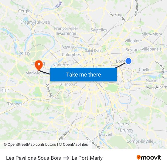 Les Pavillons-Sous-Bois to Le Port-Marly map