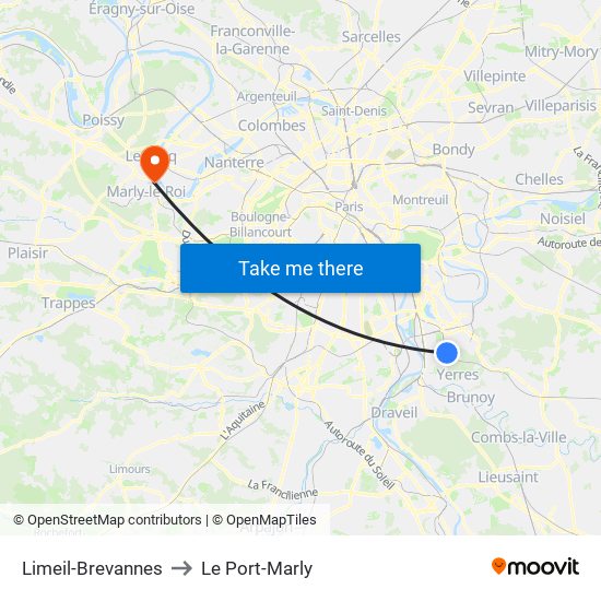 Limeil-Brevannes to Le Port-Marly map