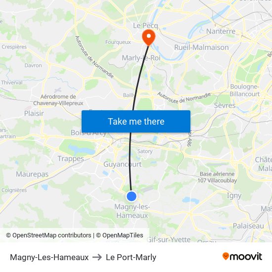 Magny-Les-Hameaux to Le Port-Marly map