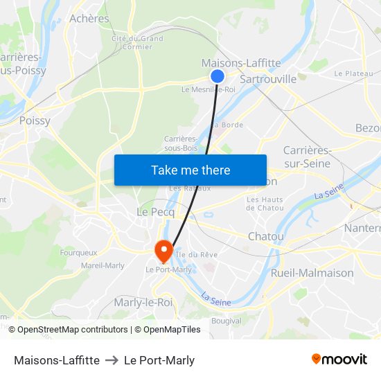Maisons-Laffitte to Le Port-Marly map