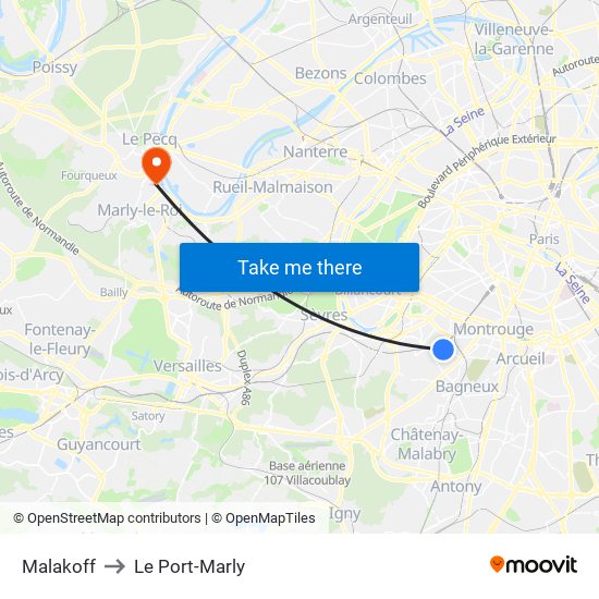 Malakoff to Le Port-Marly map