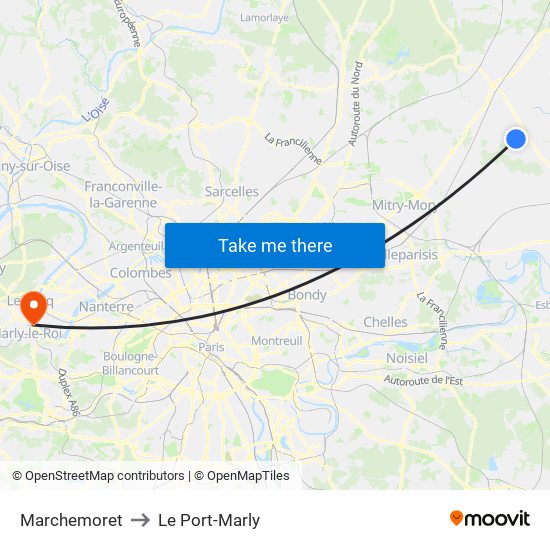 Marchemoret to Le Port-Marly map