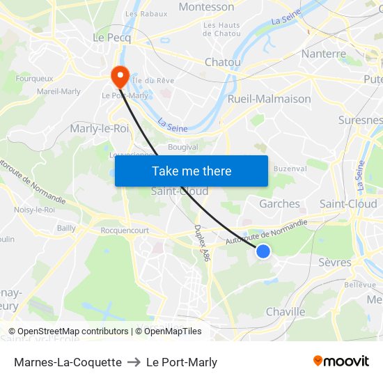 Marnes-La-Coquette to Le Port-Marly map