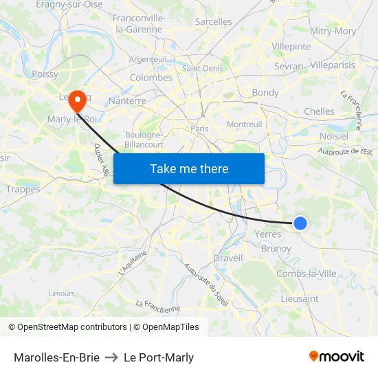 Marolles-En-Brie to Le Port-Marly map