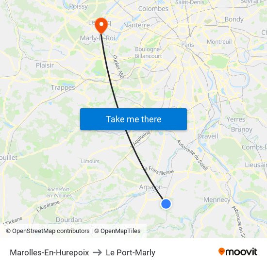 Marolles-En-Hurepoix to Le Port-Marly map