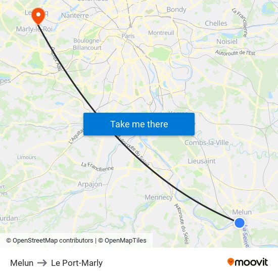 Melun to Le Port-Marly map