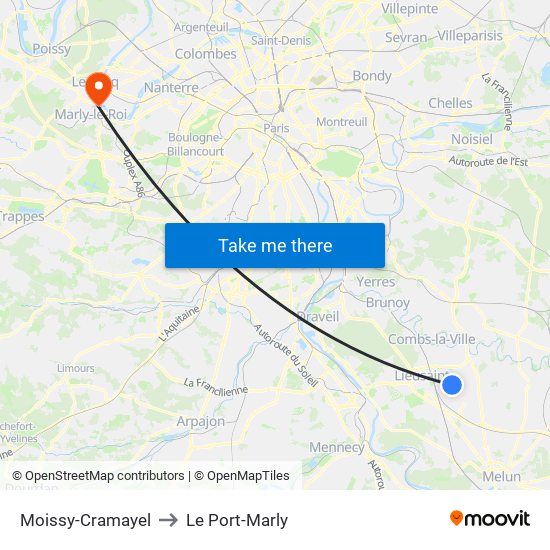 Moissy-Cramayel to Le Port-Marly map