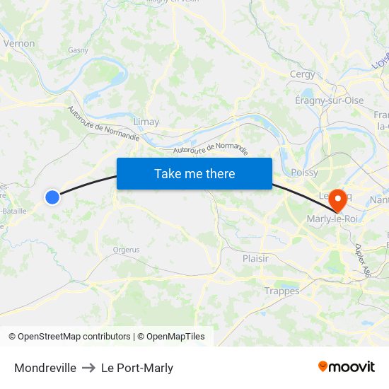 Mondreville to Le Port-Marly map