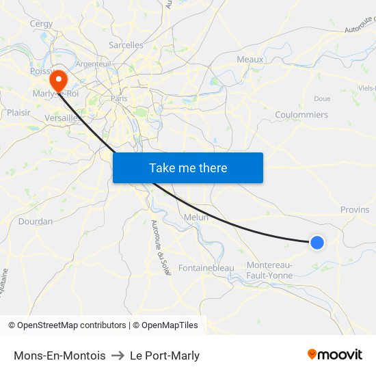 Mons-En-Montois to Le Port-Marly map
