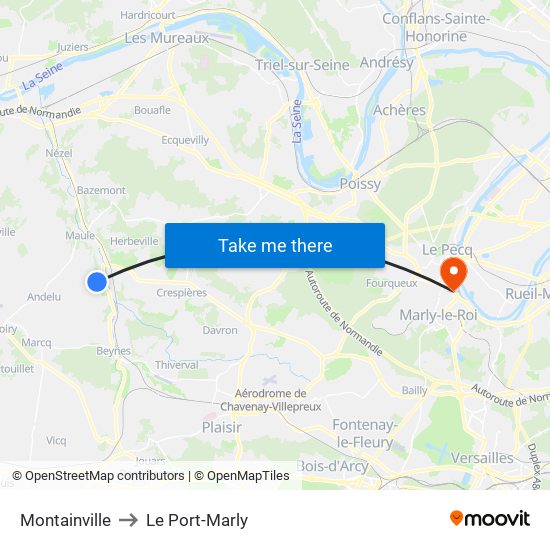 Montainville to Le Port-Marly map