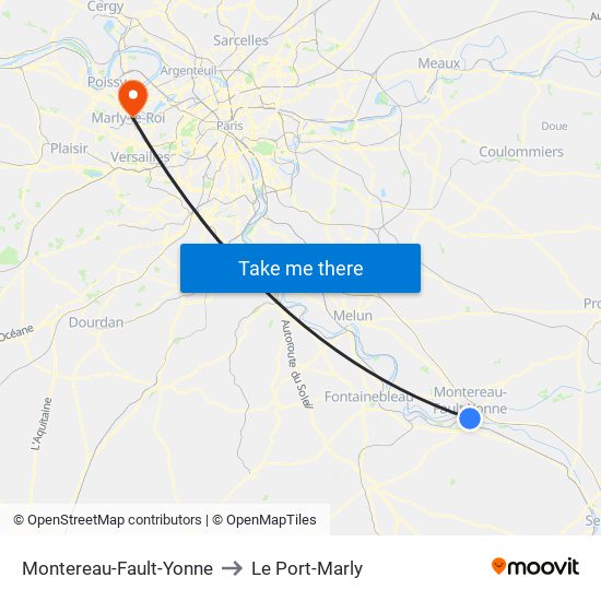 Montereau-Fault-Yonne to Le Port-Marly map