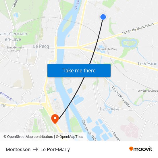 Montesson to Le Port-Marly map