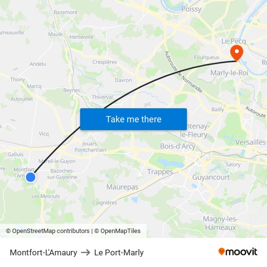 Montfort-L'Amaury to Le Port-Marly map