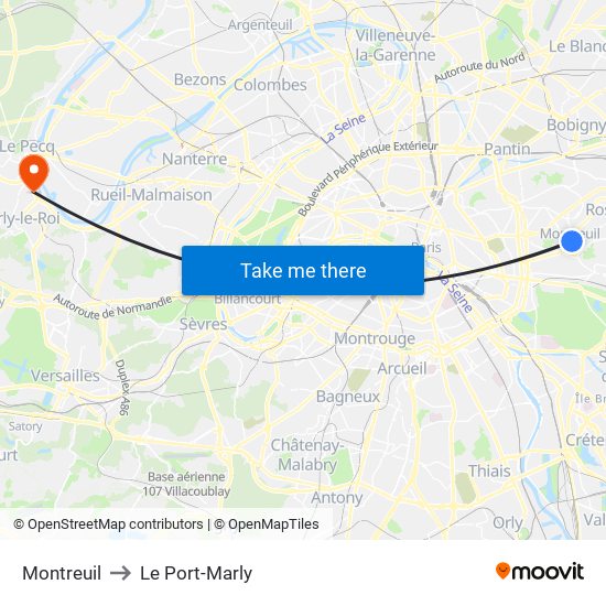 Montreuil to Le Port-Marly map