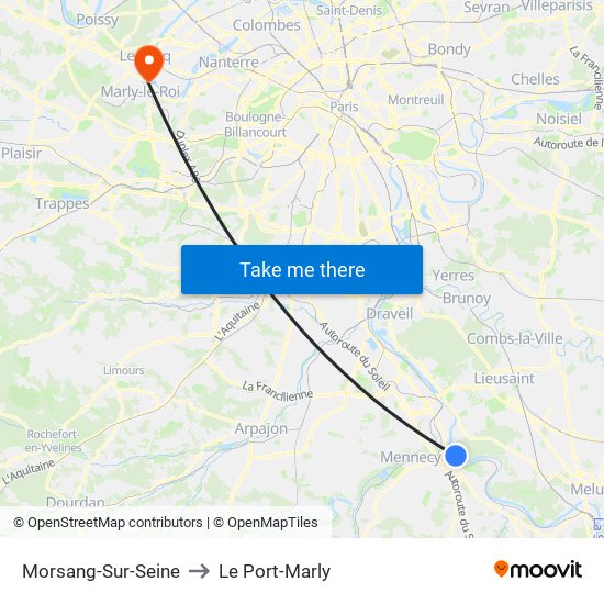 Morsang-Sur-Seine to Le Port-Marly map