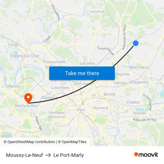Moussy-Le-Neuf to Le Port-Marly map