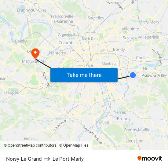 Noisy-Le-Grand to Le Port-Marly map