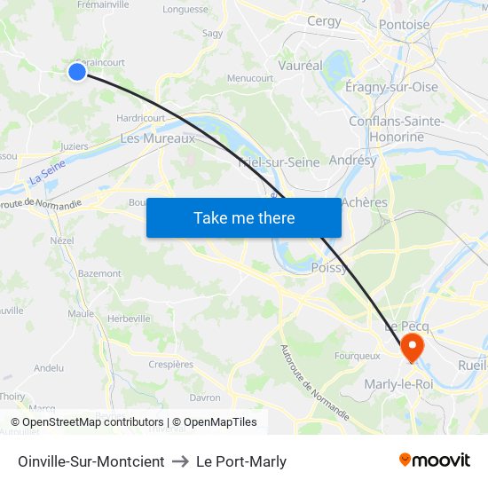 Oinville-Sur-Montcient to Le Port-Marly map
