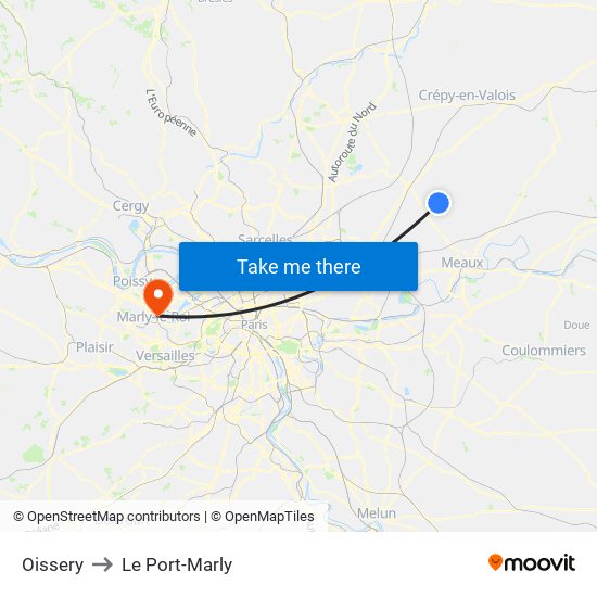 Oissery to Le Port-Marly map