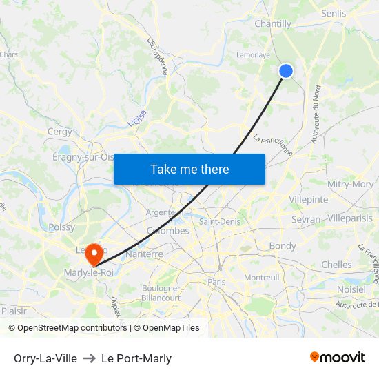 Orry-La-Ville to Le Port-Marly map