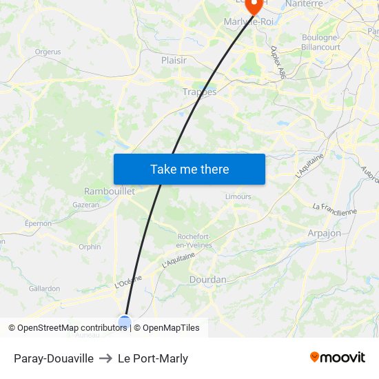 Paray-Douaville to Le Port-Marly map