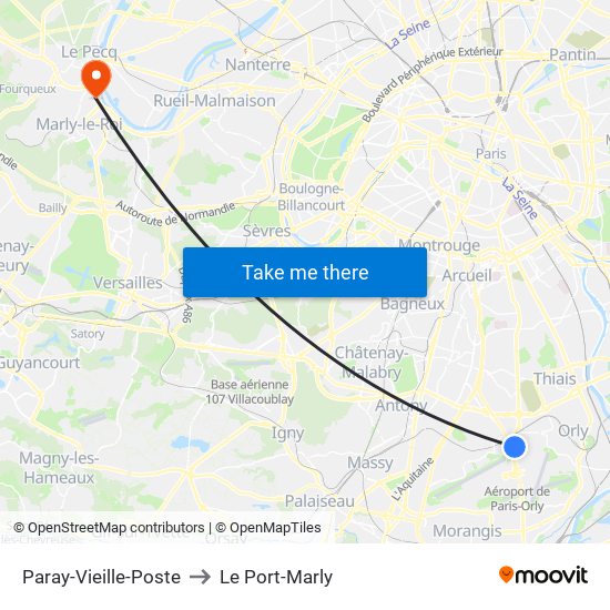 Paray-Vieille-Poste to Le Port-Marly map