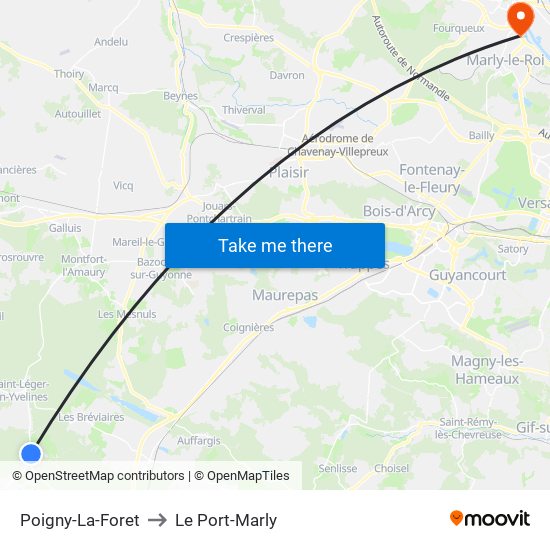 Poigny-La-Foret to Le Port-Marly map