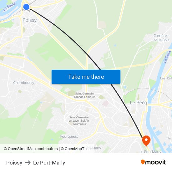 Poissy to Le Port-Marly map