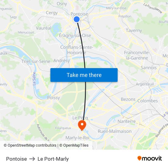 Pontoise to Le Port-Marly map