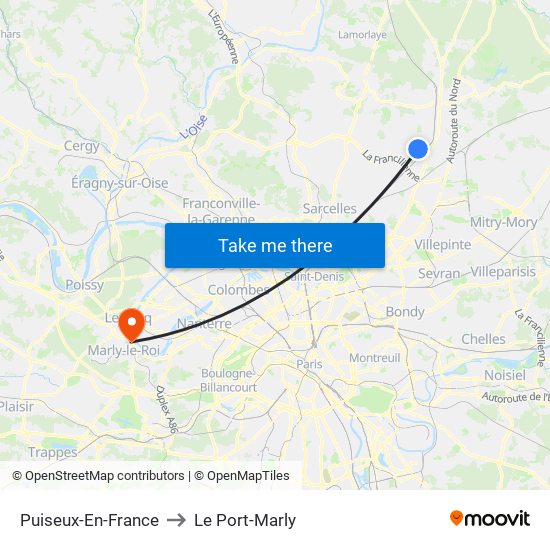 Puiseux-En-France to Le Port-Marly map